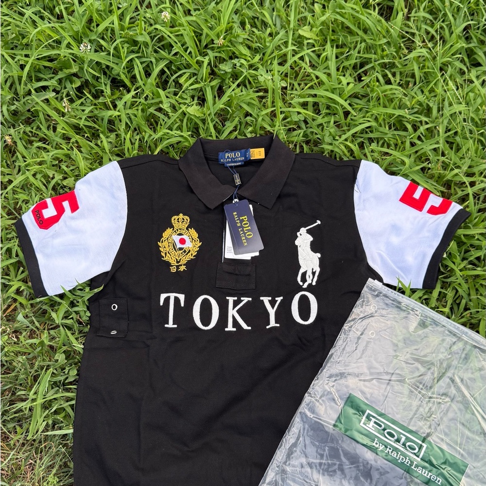 Ralph Lauren Black Polo with Gold Embroidery
